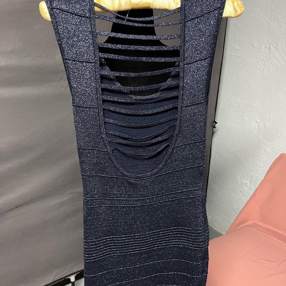 Wow Couture blue shiny sparkly mini dress. Like new. Size small. - Picture 2 of 4